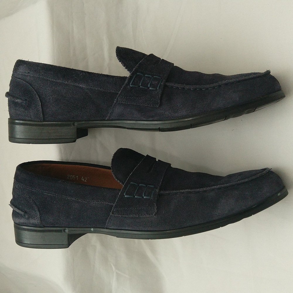 Doucal's Penny-slot suede slip on loafer dress shoes men's Sz 42 made in Italy - Picture 7 of 15